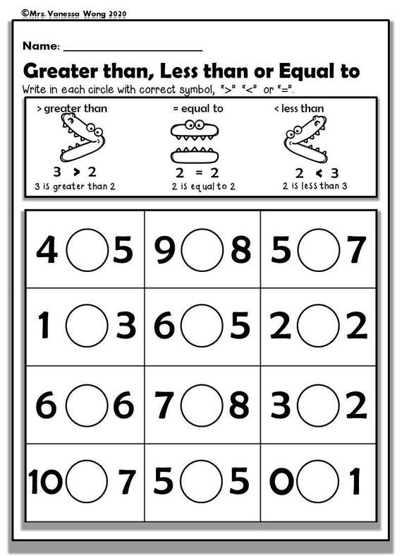 20 Greater Than Less Than Equal To Worksheets For Kindergarten