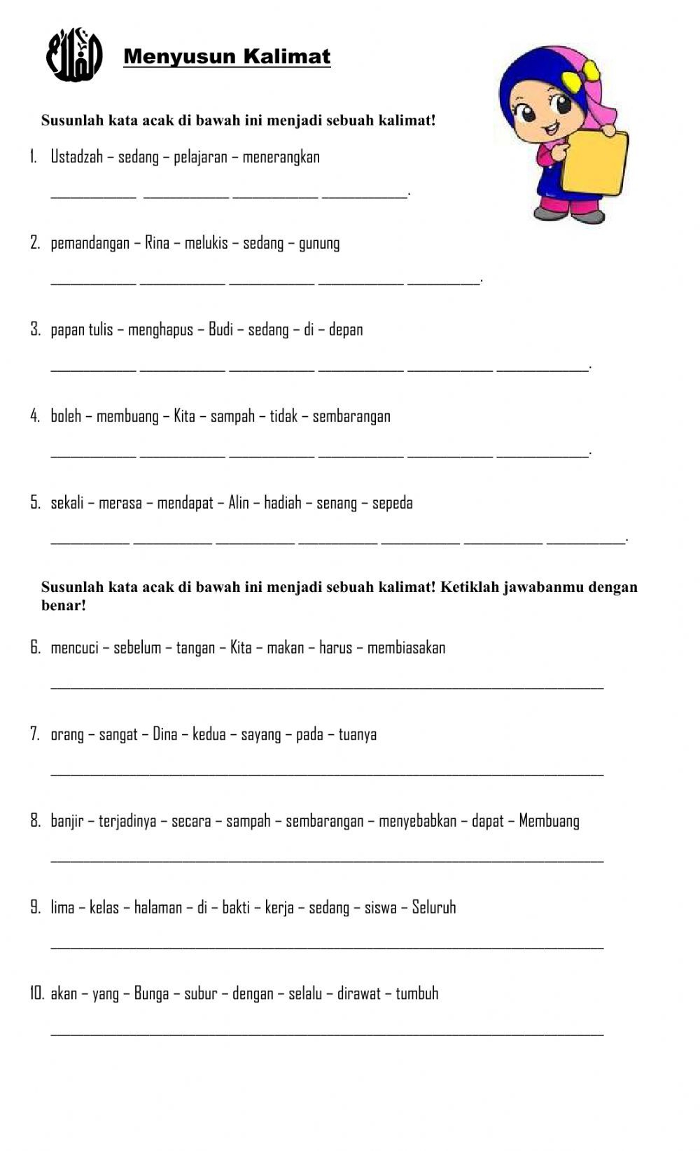 20 Kindergarten Worksheets Bahasa Indonesia