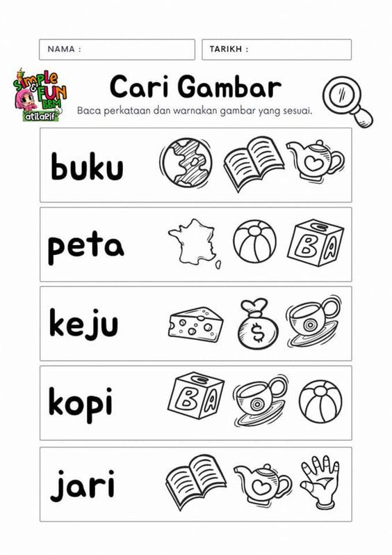 20 Kindergarten Worksheets Bahasa Indonesia