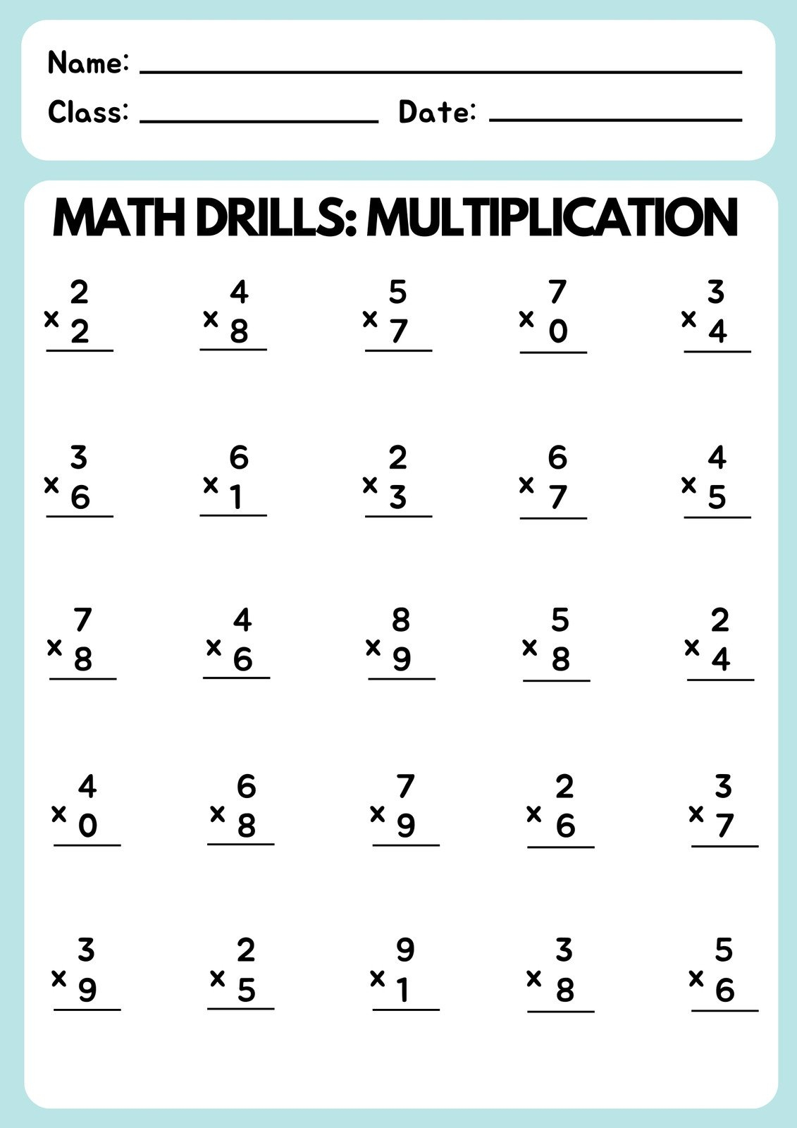 20 Math Multiplication Worksheets For Grade 2