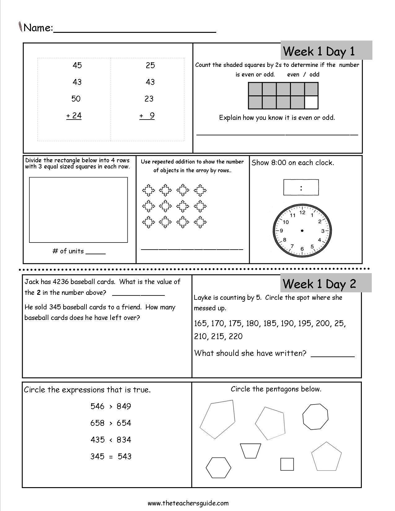 20 Math Worksheets 3Rd Grade