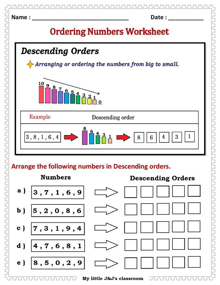 20 Math Worksheets Descending Order