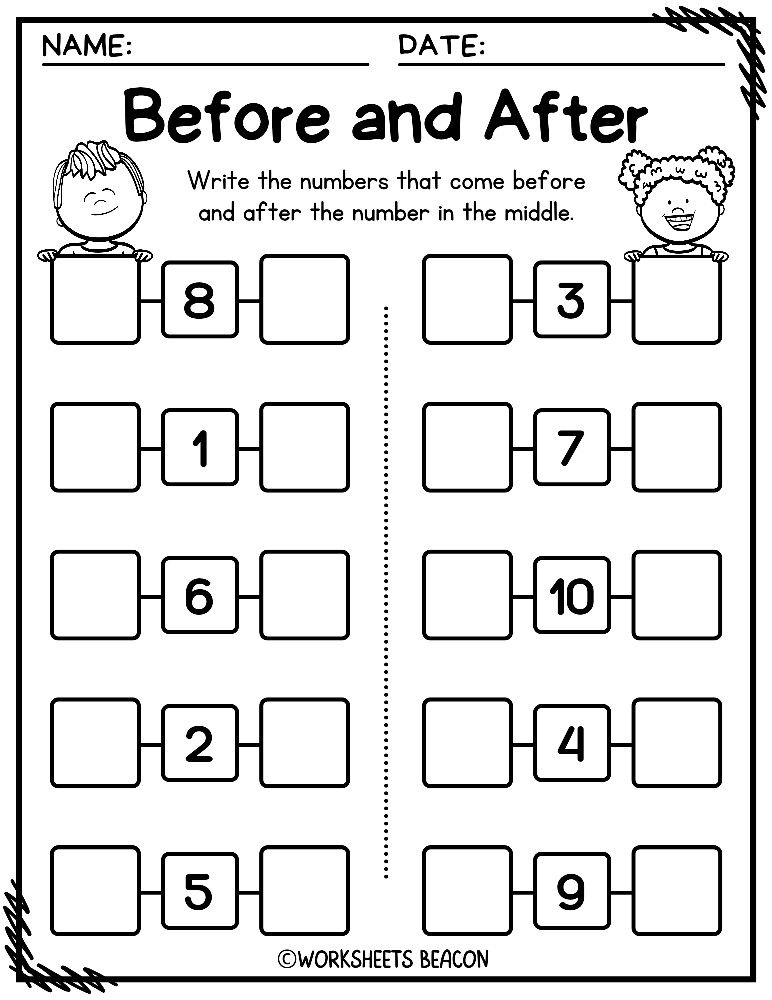 20 Preschool Math Worksheets Before And After