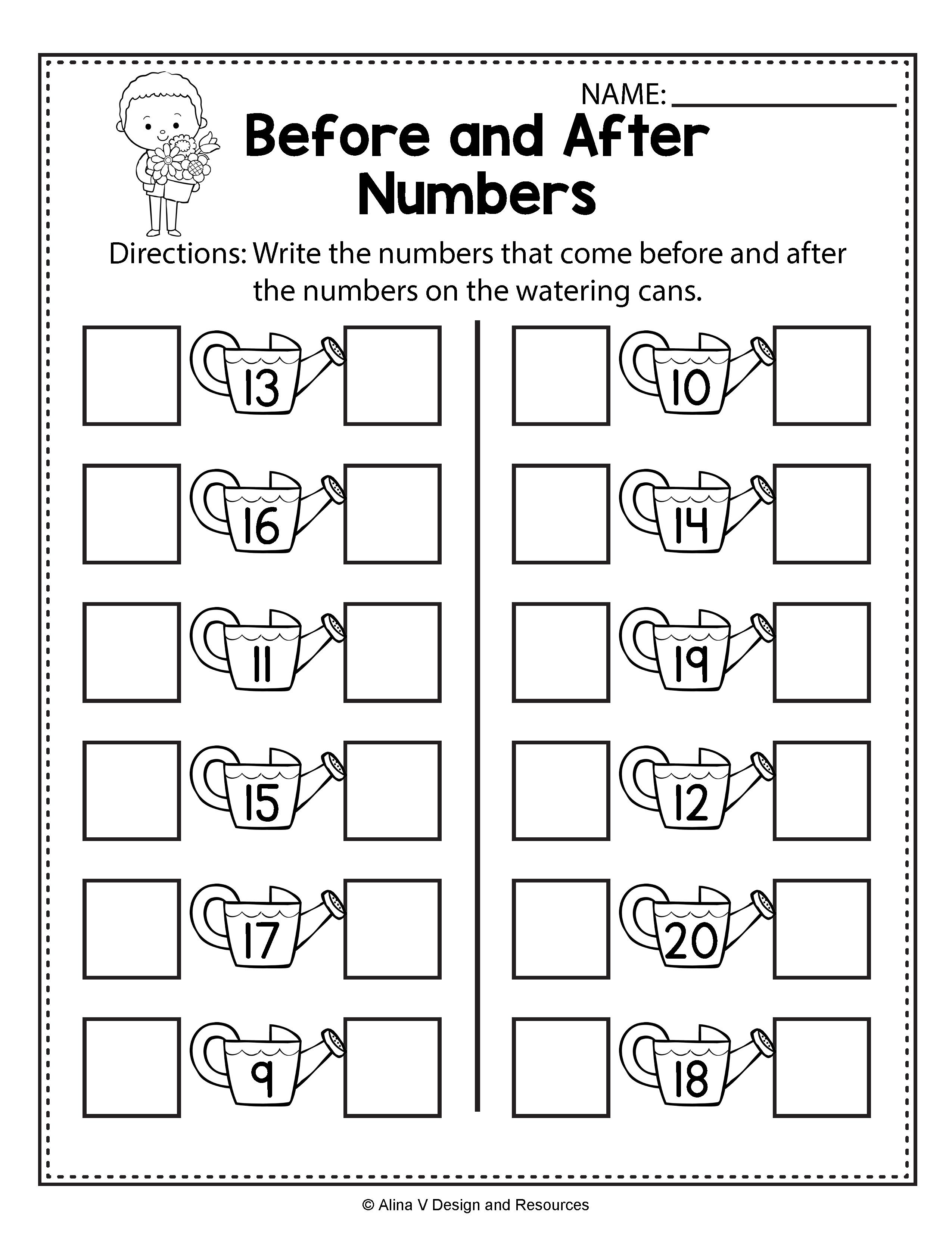 20 Preschool Math Worksheets Before And After