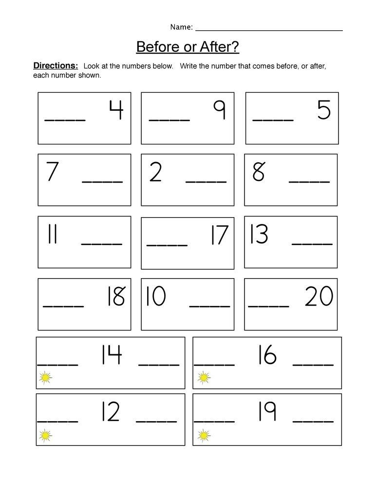 20 Preschool Math Worksheets Before And After