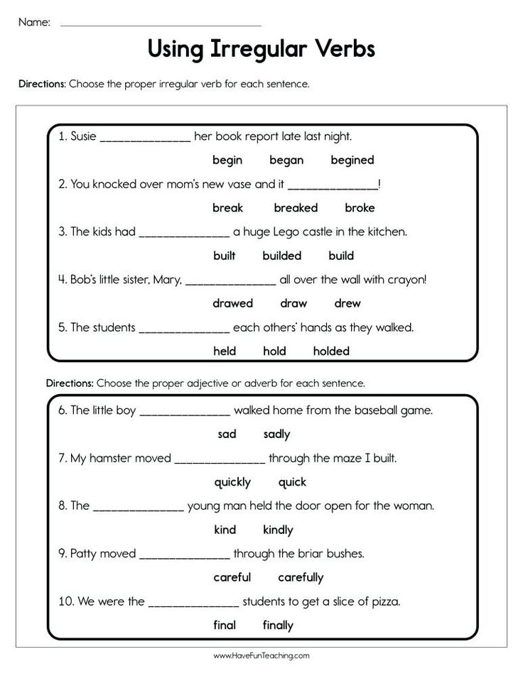 30 2Nd Grade English Worksheets Verbs