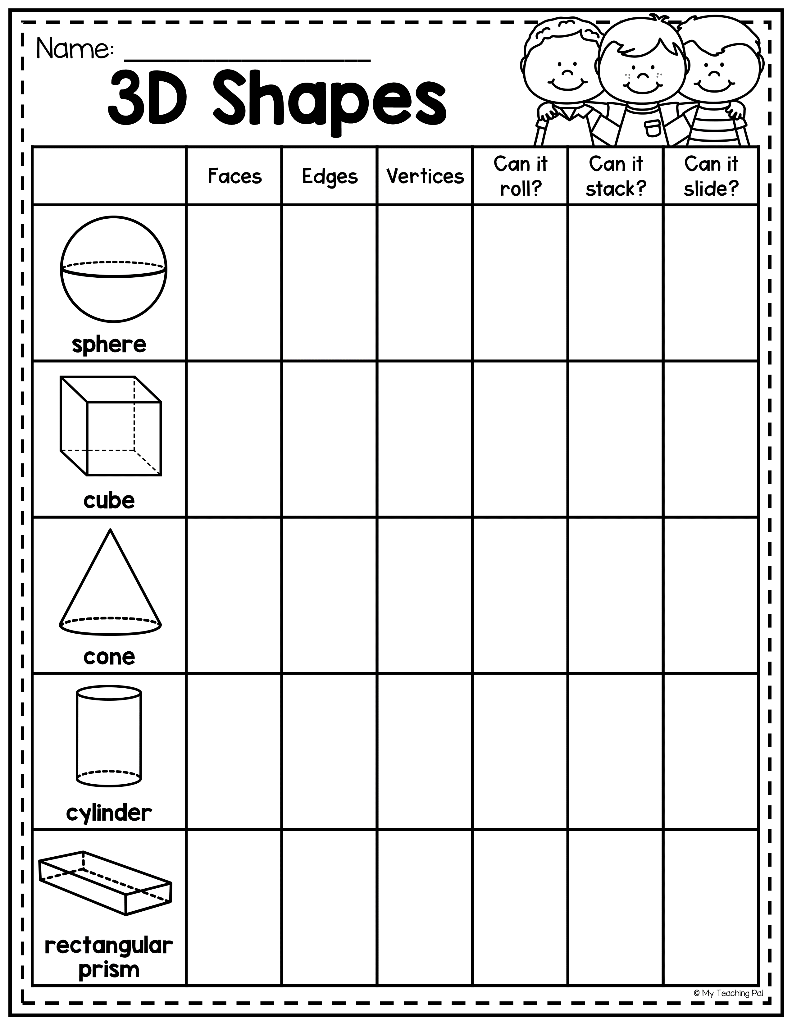 30 3D Shapes Kindergarten Activities Worksheets