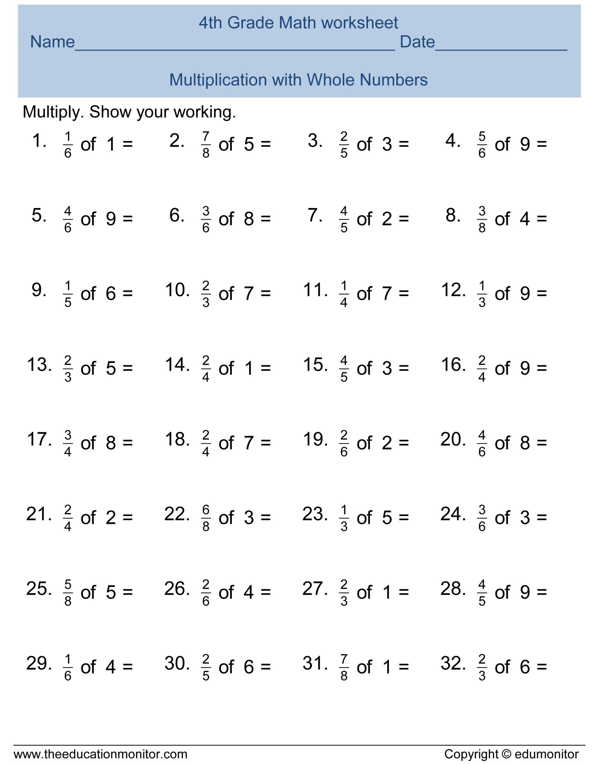 30 4Th Grade Math Worksheets Cbse