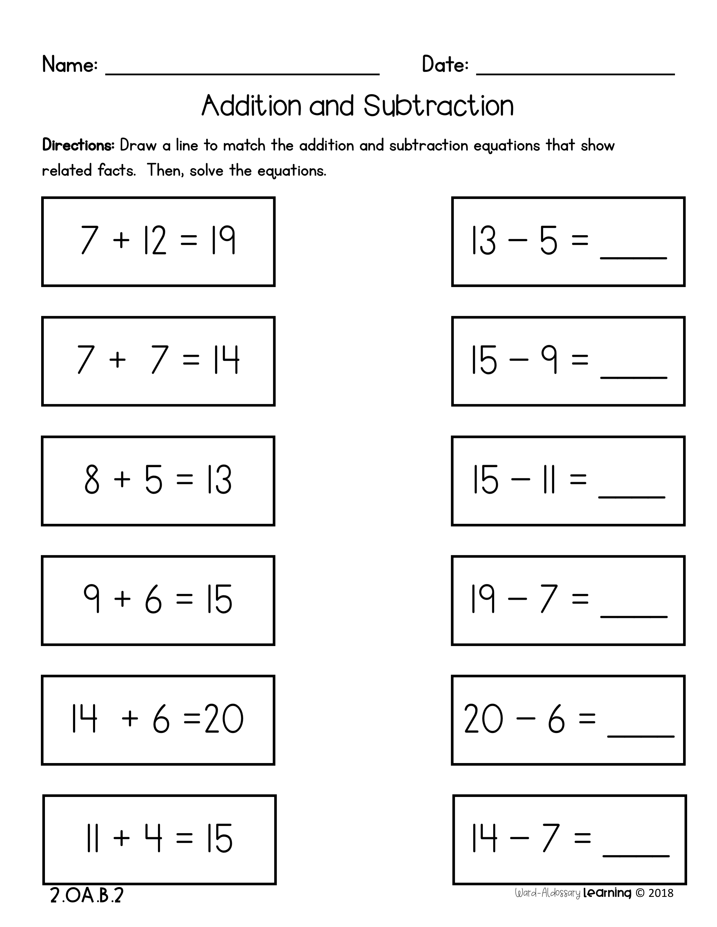 30 Addition And Subtraction Of Whole Numbers Worksheets