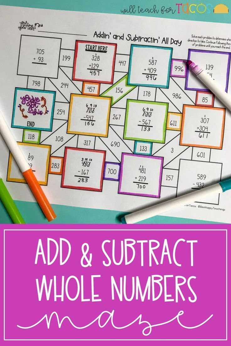 30 Addition And Subtraction Of Whole Numbers Worksheets