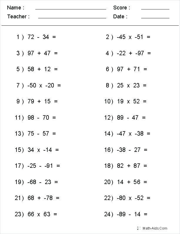 30 Addition And Subtraction Worksheets Grade 6