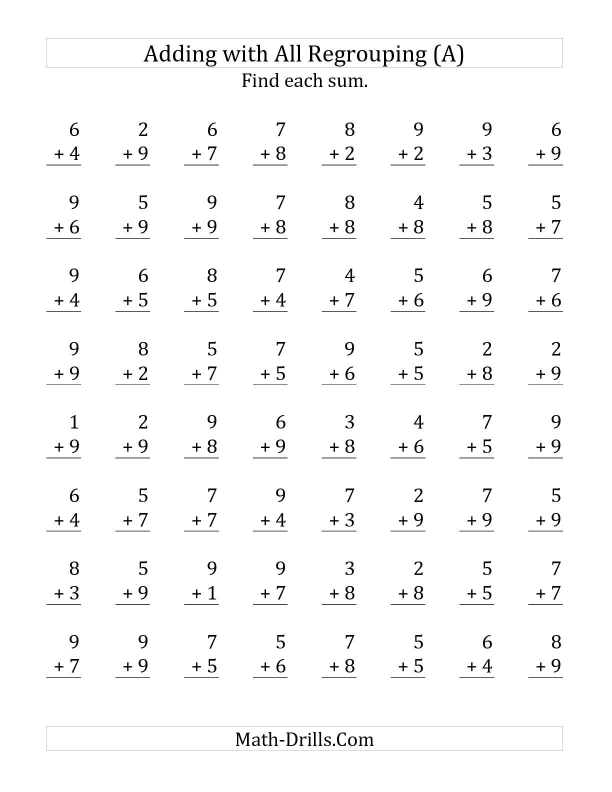 30 Addition With Carrying Worksheets Grade 1