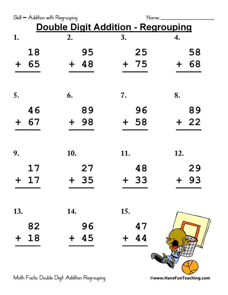 30 Addition With Carrying Worksheets Grade 1