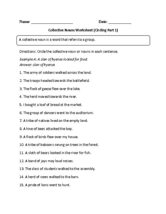 30 Collective Nouns Worksheet 2Nd Grade Worksheets