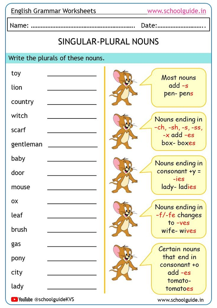 30 English Singular Plural Worksheets For Grade 1