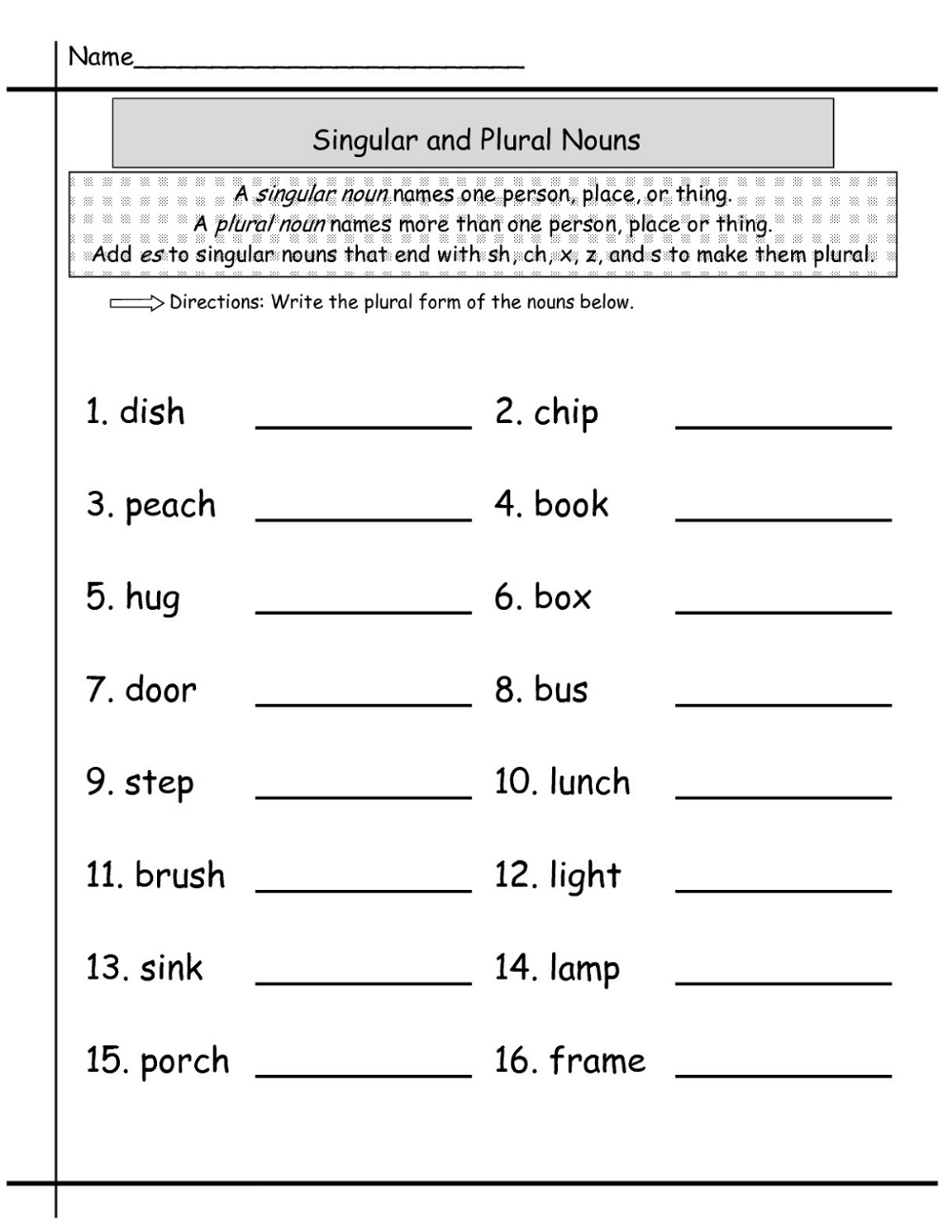 30 English Singular Plural Worksheets For Grade 1