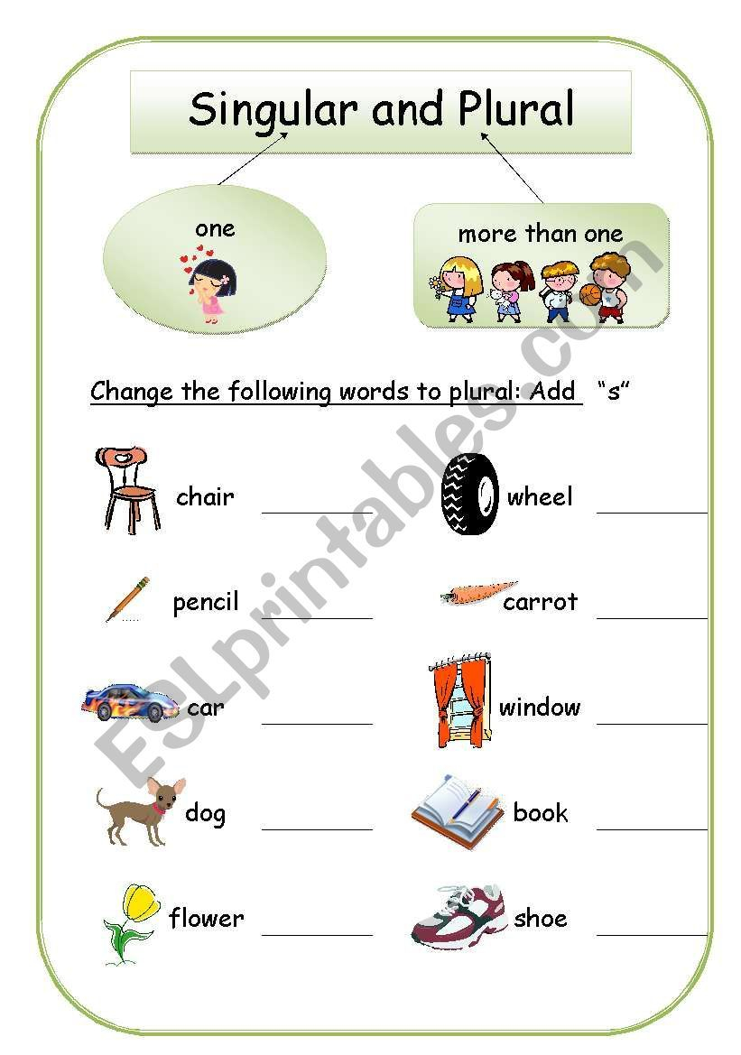 30 English Singular Plural Worksheets For Grade 1