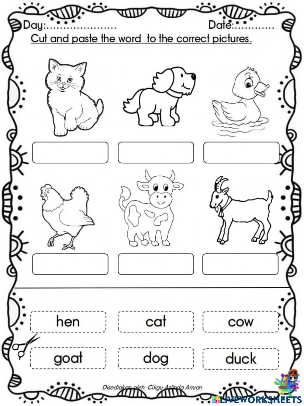 30 English Worksheets For Kindergarten Animals