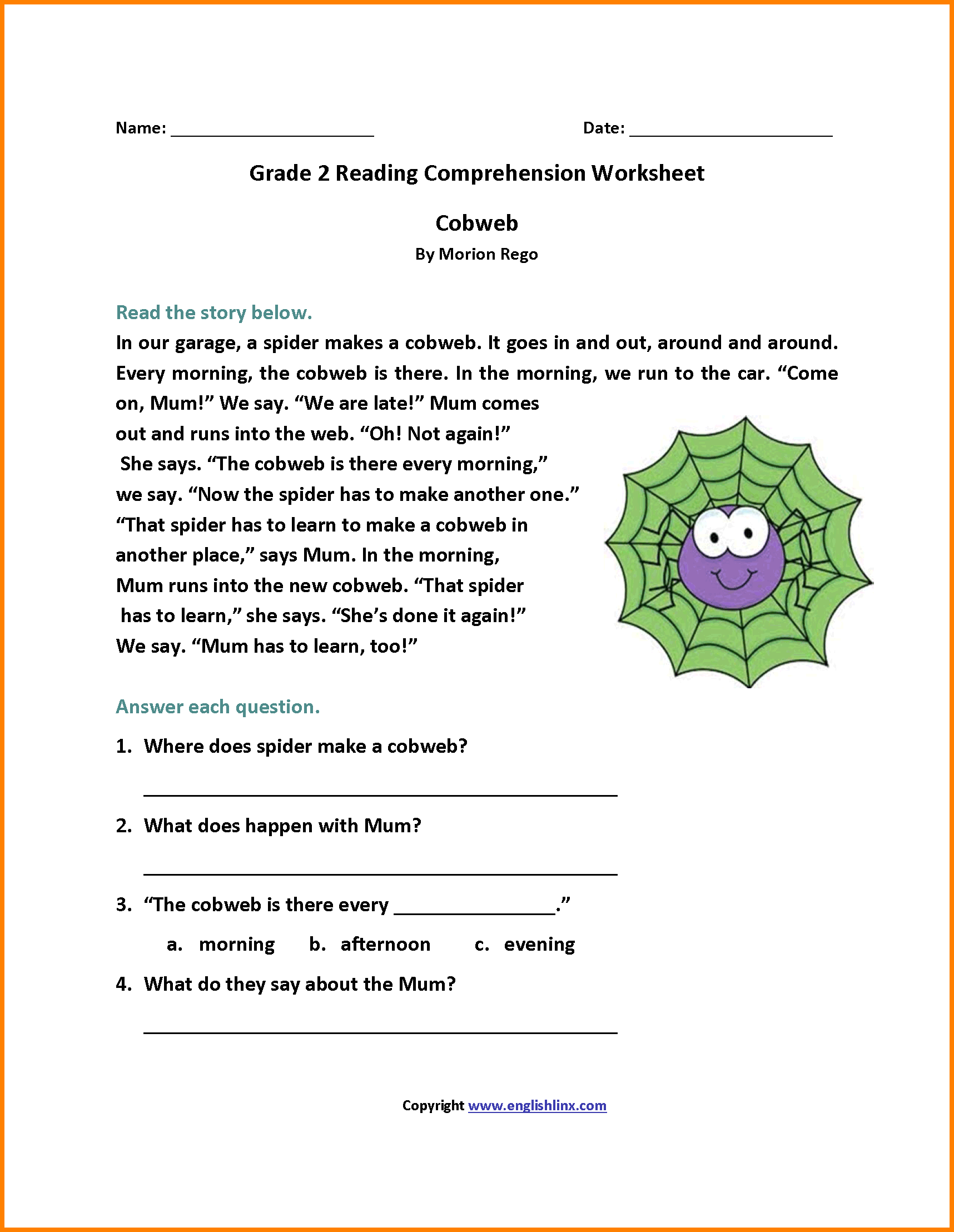 30 Free 2Nd Grade Reading Comprehension Worksheets