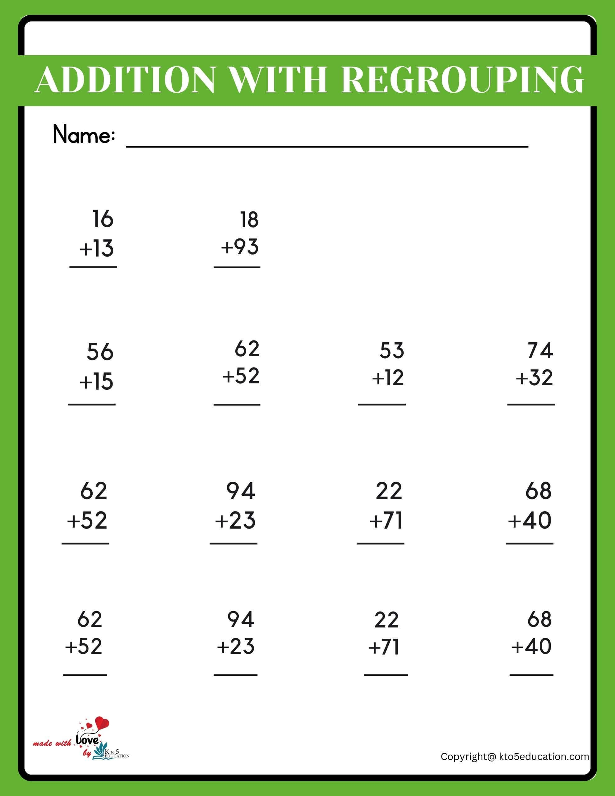 30 Free Double Digit Addition Worksheets Without Regrouping