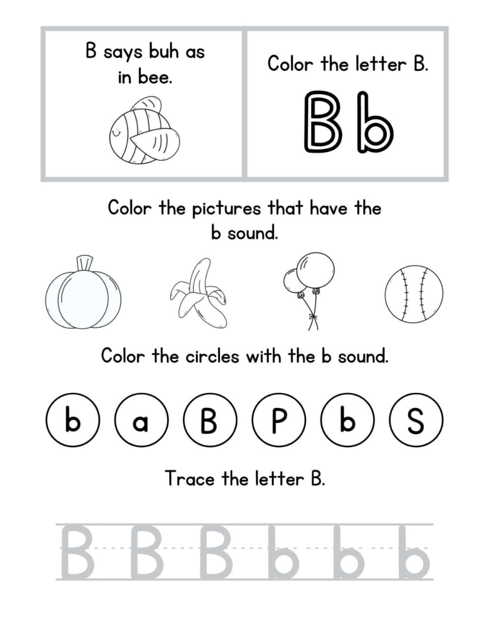 30 Kindergarten Letter B Worksheets