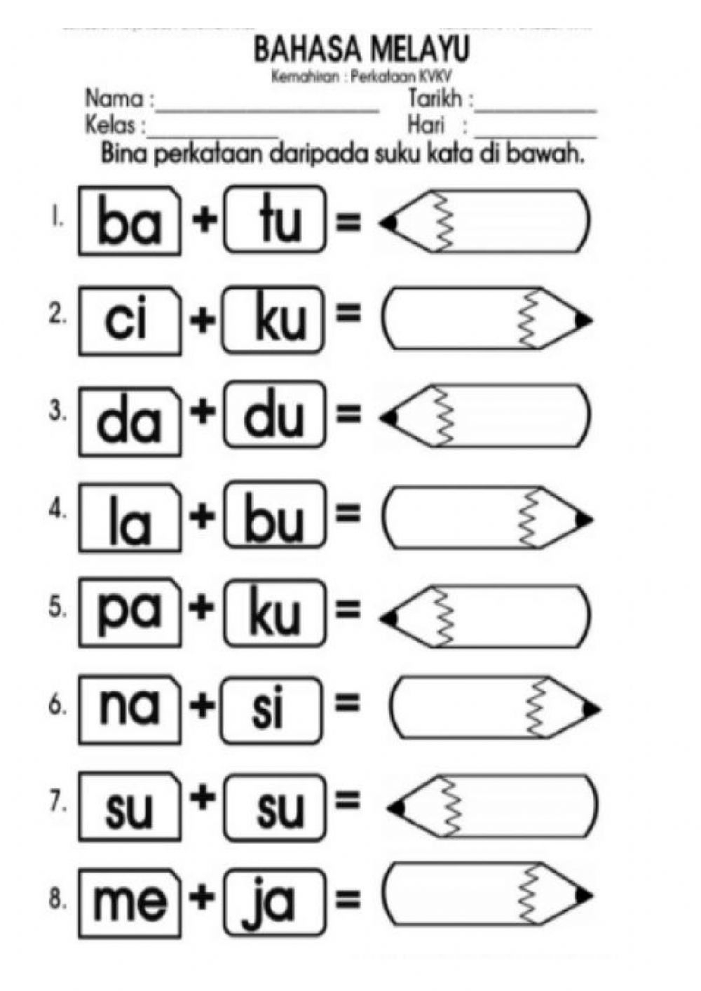 30 Kindergarten Worksheets Bahasa Indonesia