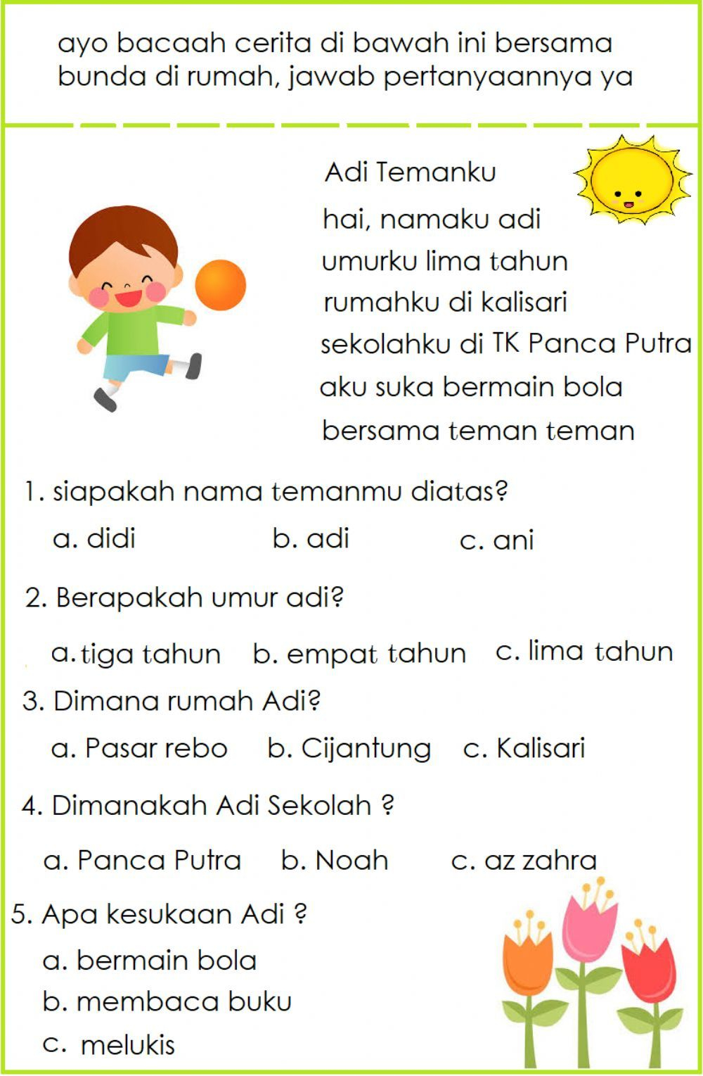 30 Kindergarten Worksheets Bahasa Indonesia