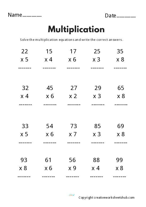 30 Math Multiplication Worksheets For Grade 2