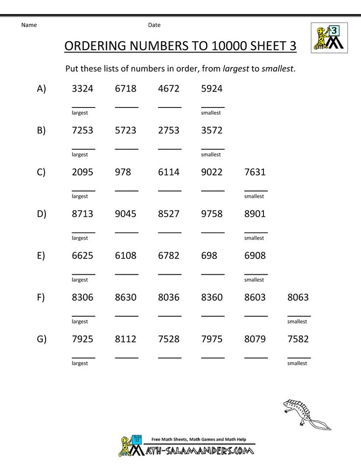 30 Math Worksheets Descending Order