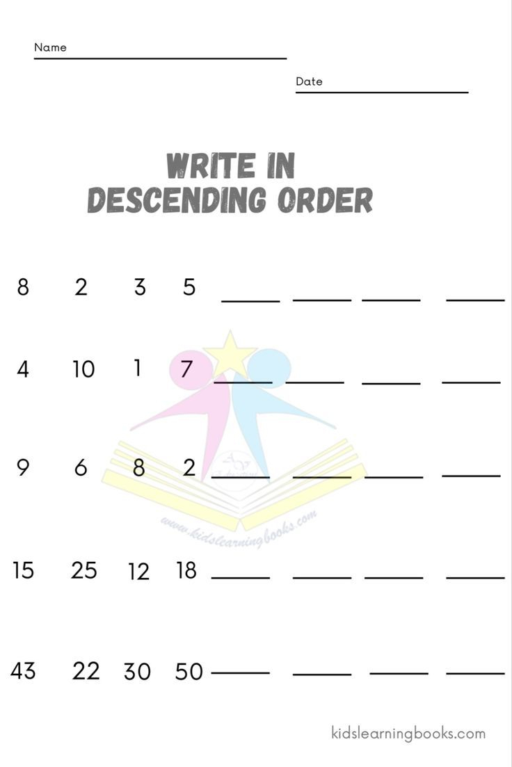 30 Math Worksheets Descending Order