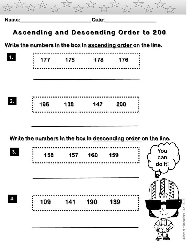 30 Math Worksheets Descending Order