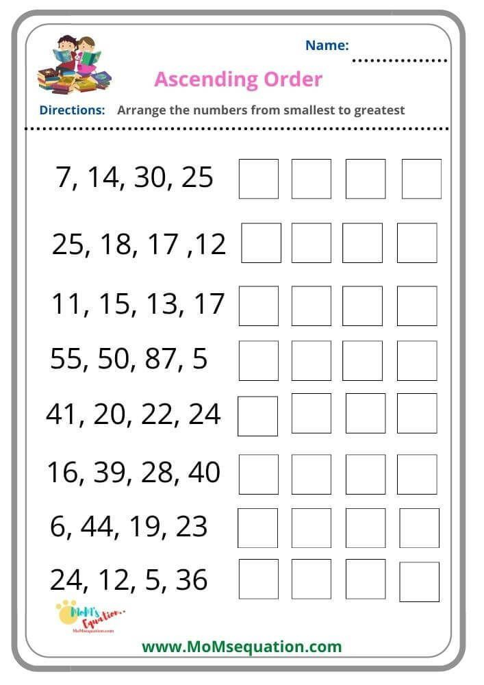 30 Math Worksheets Descending Order