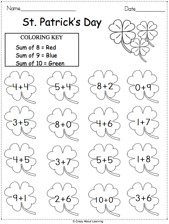 30 St Patricks Day Math Worksheets Preschool