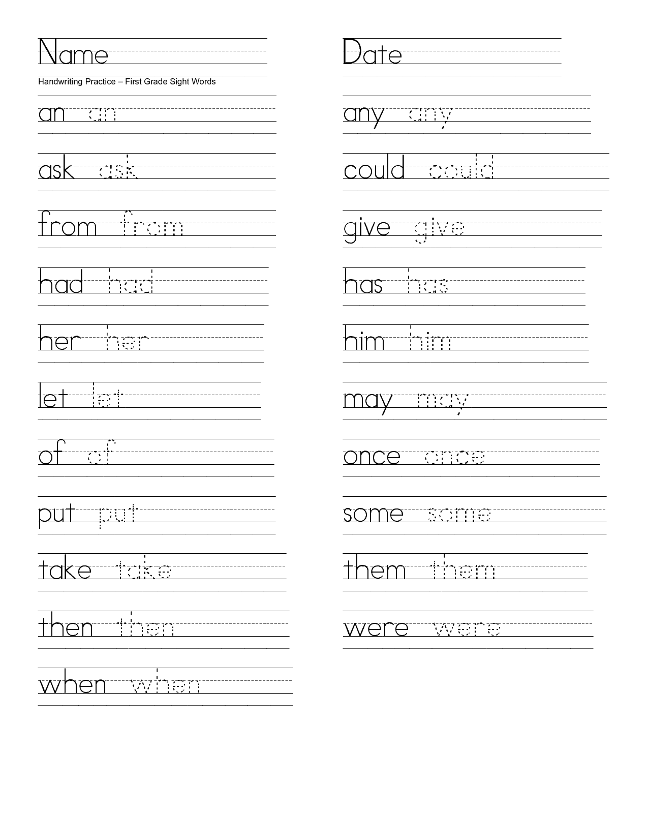 35 1St Grade Writing Practice Worksheets