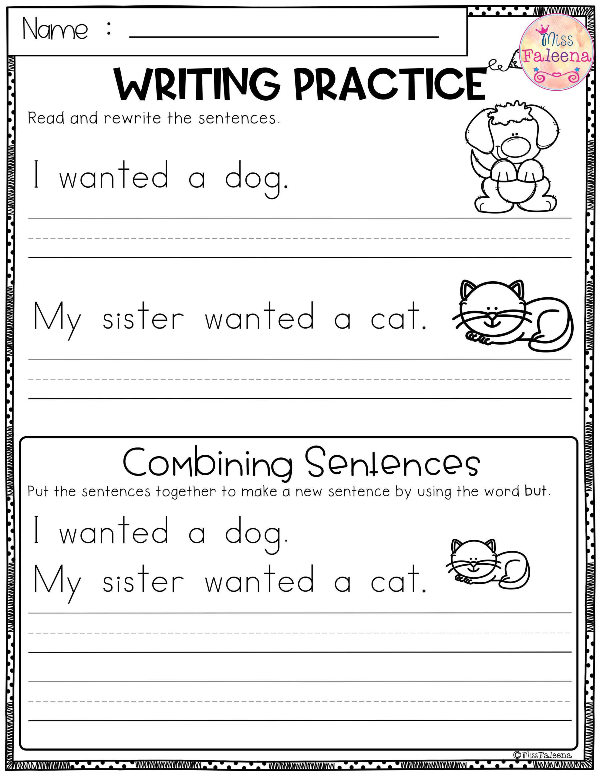 35 1St Grade Writing Practice Worksheets