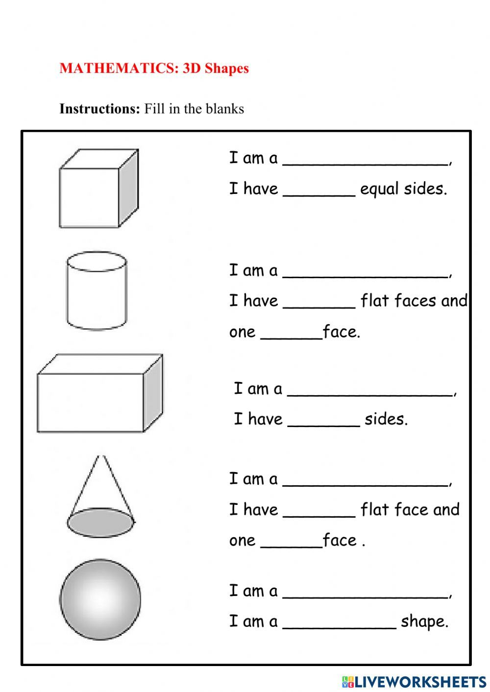 35 3D Shapes Kindergarten Activities Worksheets