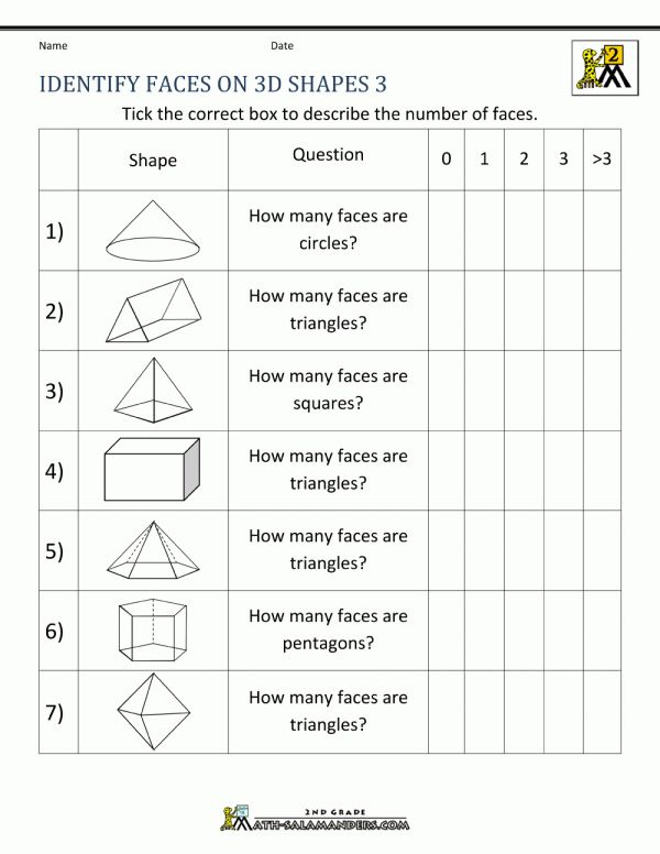 35 3D Shapes Worksheets 2Nd Grade