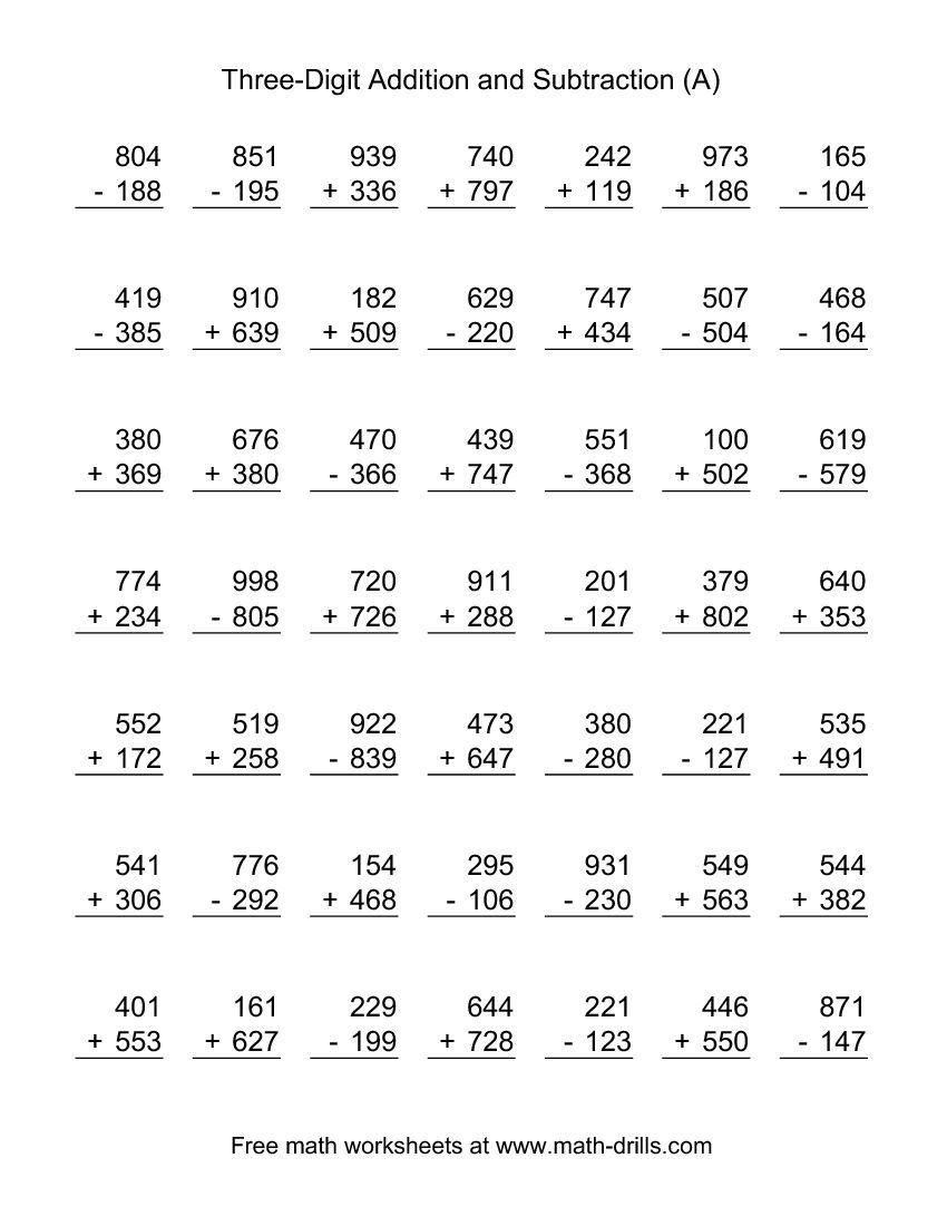 35 Addition And Subtraction Of Whole Numbers Worksheets