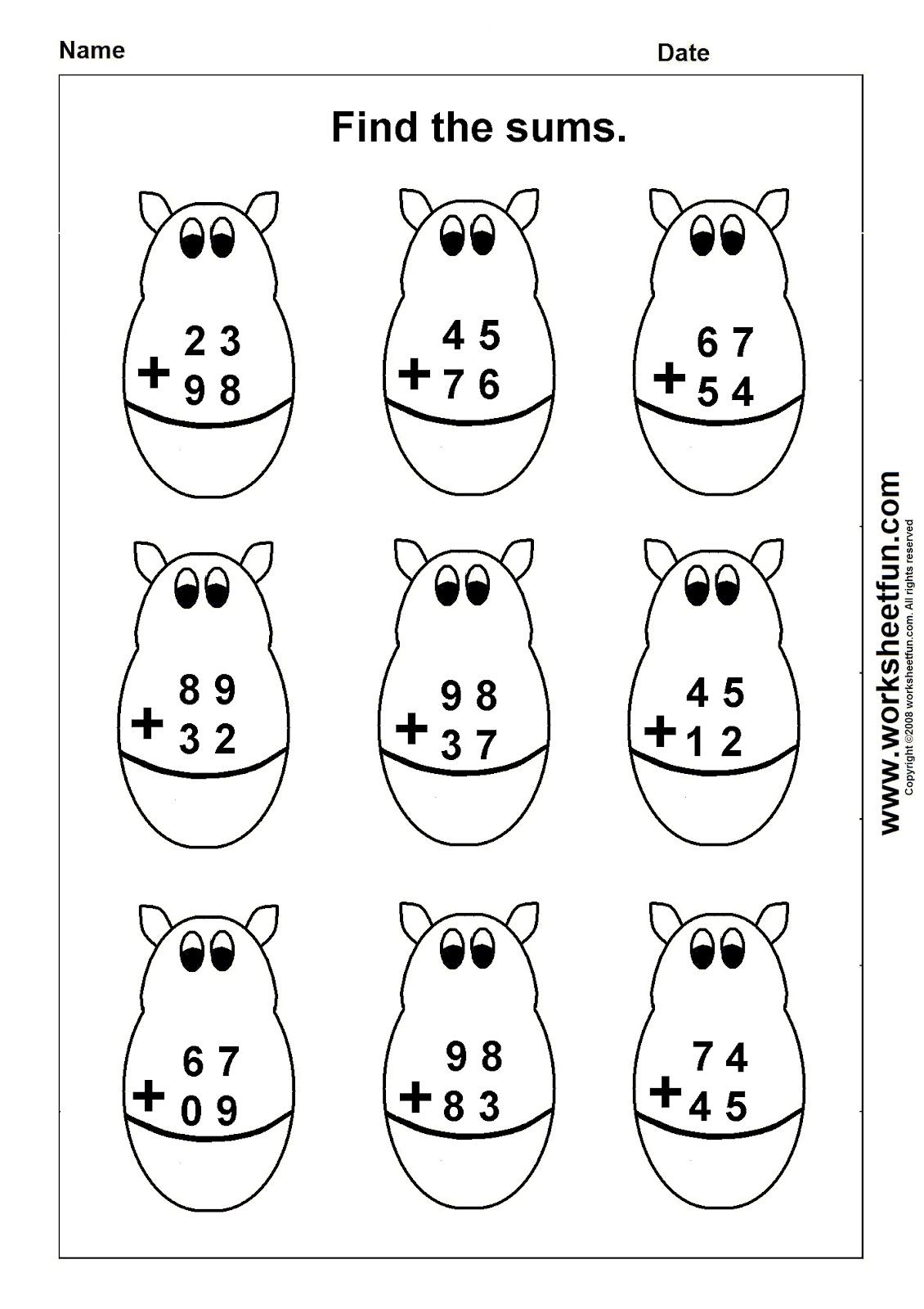 35 Addition With Carrying Worksheets Grade 1