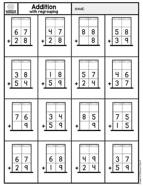 35 Addition With Carrying Worksheets Grade 1