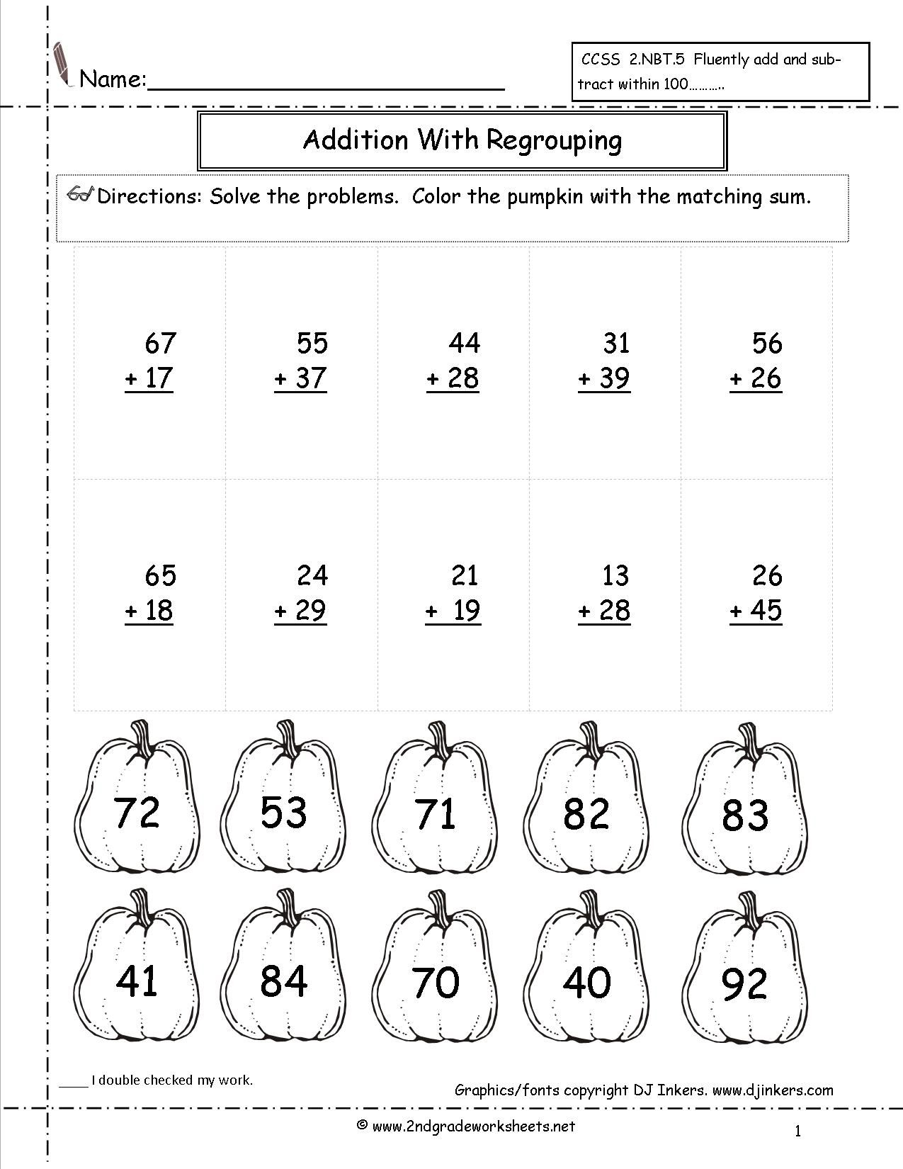 35 Addition Worksheets 2Nd Coloring