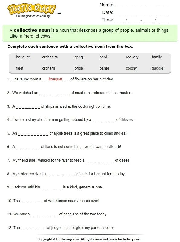35 Collective Nouns Worksheet 2Nd Grade Worksheets