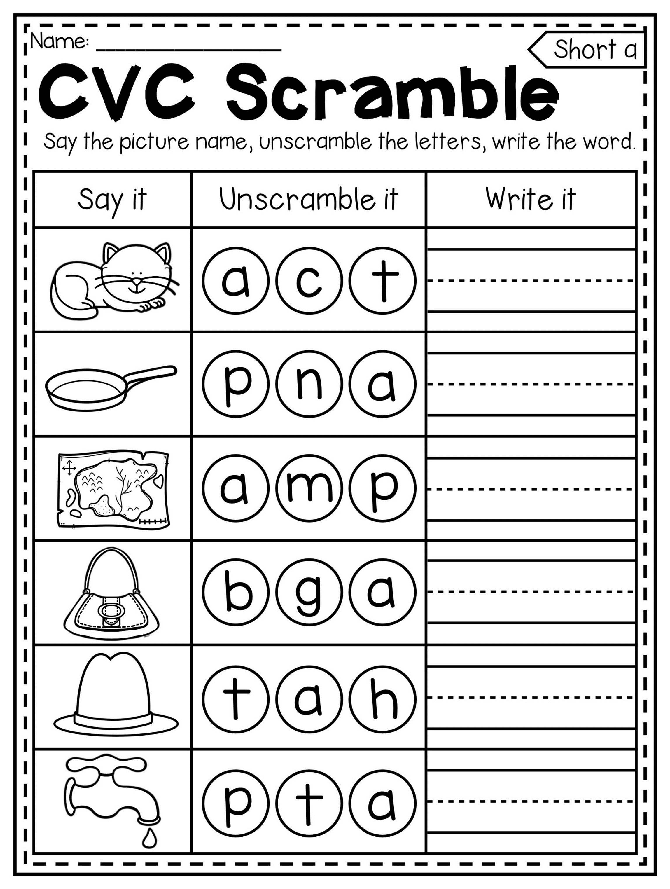 35 Cvc Worksheets Kindergarten Simple Sentences