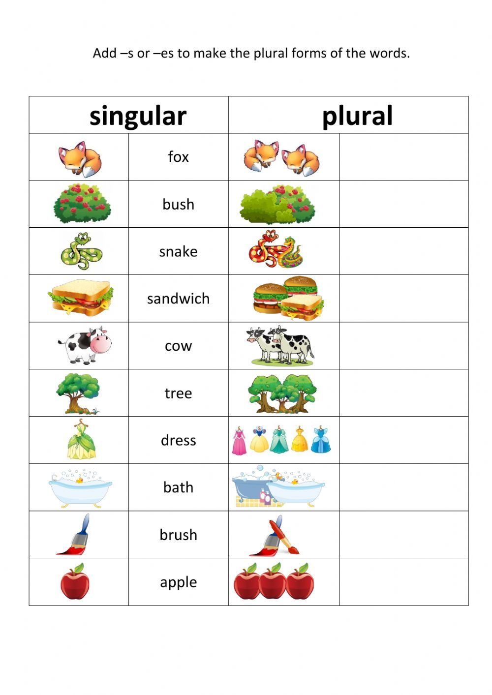 35 English Singular Plural Worksheets For Grade 1