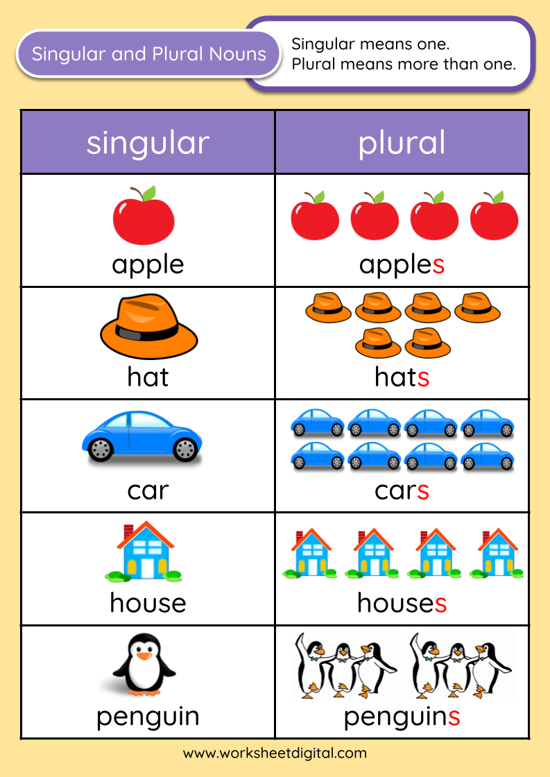 35 English Singular Plural Worksheets For Grade 1