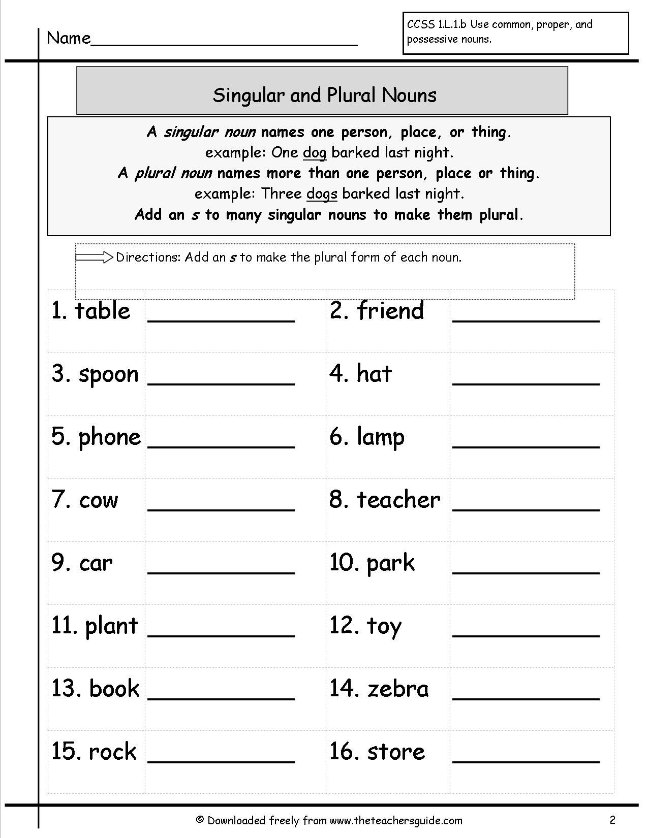 35 English Singular Plural Worksheets For Grade 1