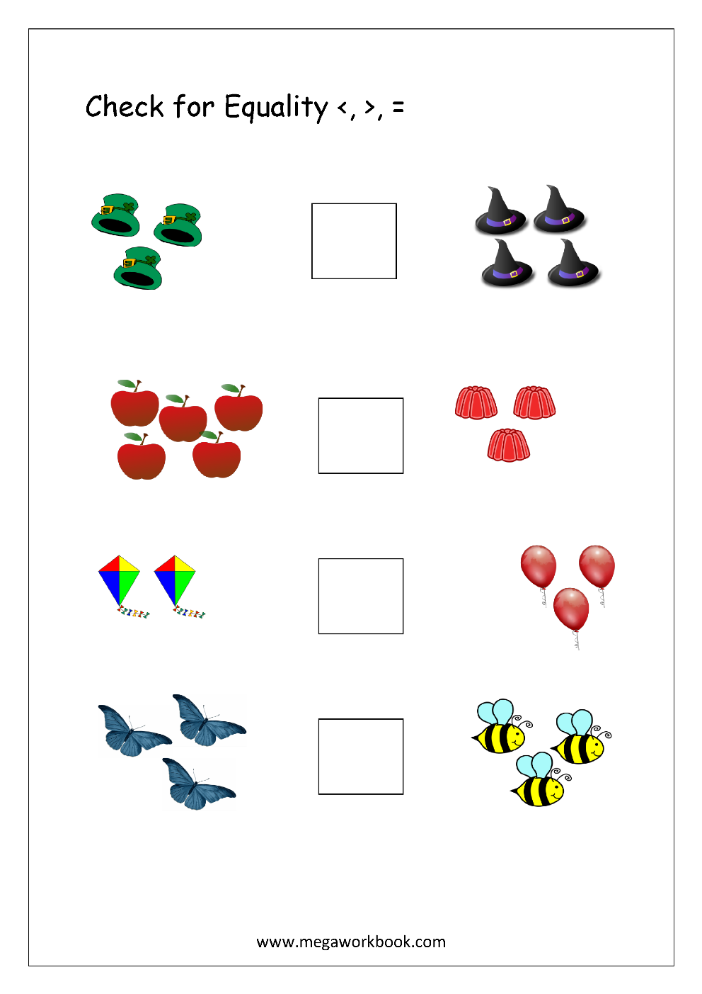 35 Greater Than Less Than Equal To Worksheets For Kindergarten