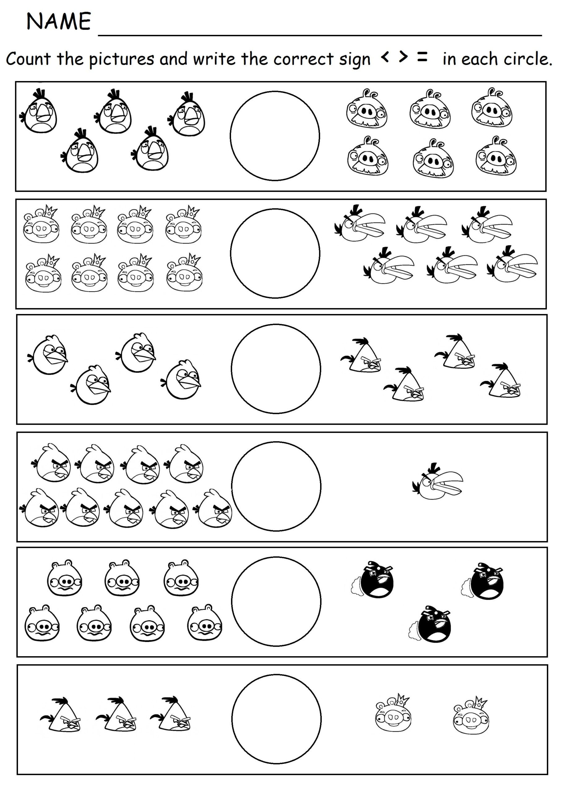 35 Greater Than Less Than Equal To Worksheets For Kindergarten