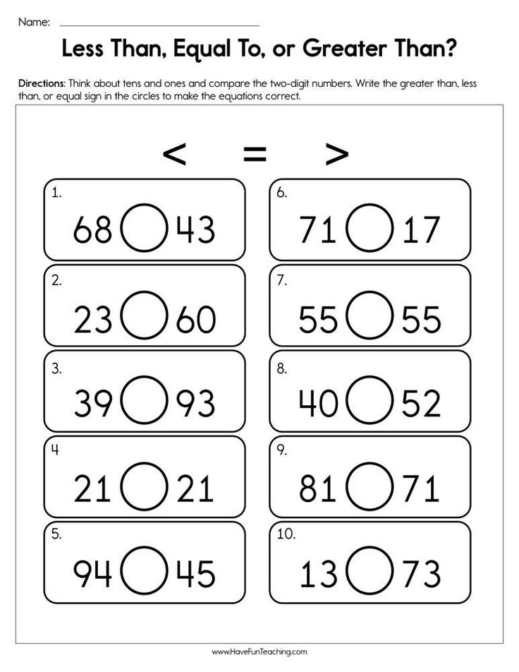 35 Greater Than Less Than Equal To Worksheets For Kindergarten