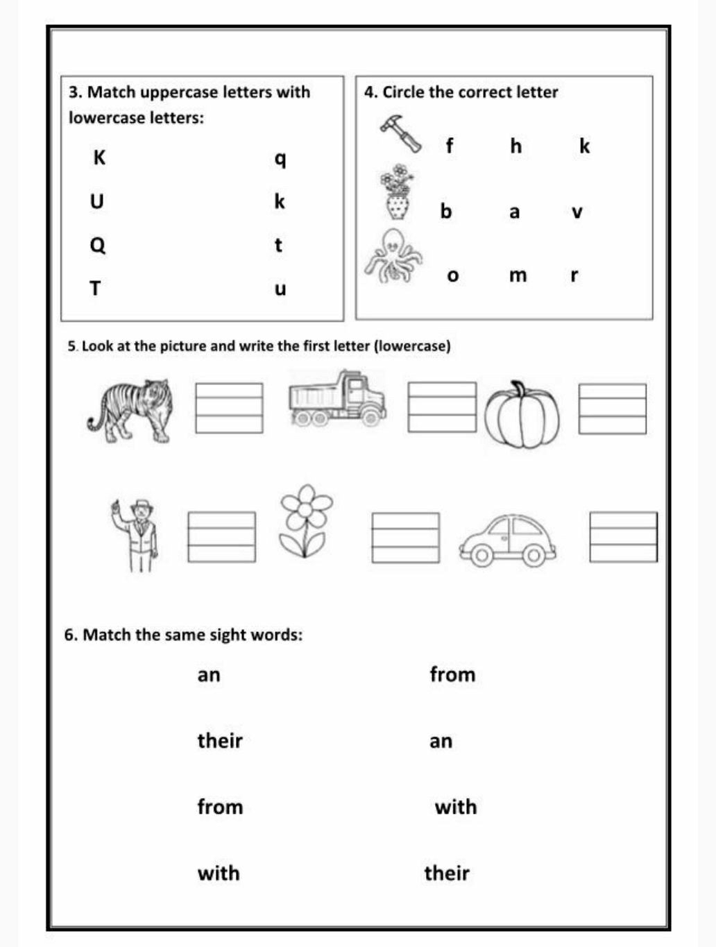 35 Kids Worksheets Preschool Kindergarten English